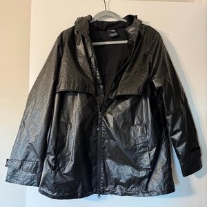Black Hooded Rain Jacket